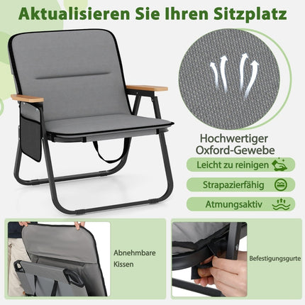 Foldable Camping Chairs Set with Cushion & Side Pocket