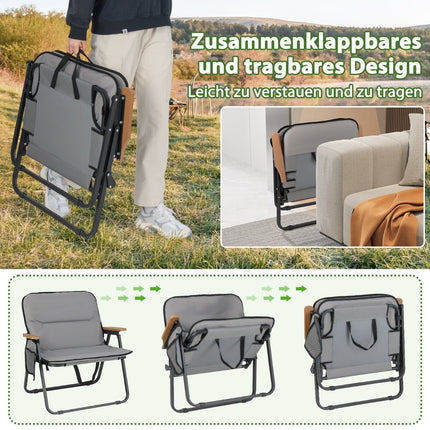 Foldable Camping Chairs Set with Cushion & Side Pocket