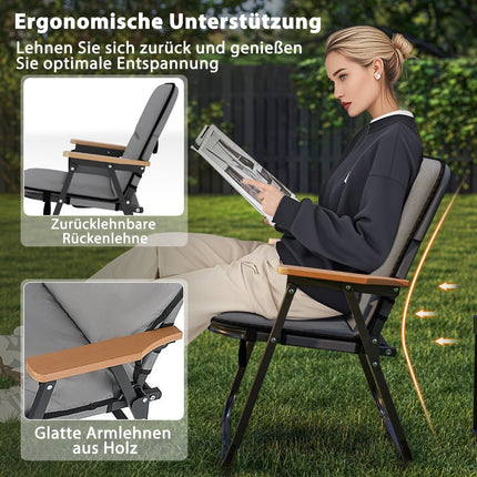 Foldable Camping Chairs Set with Cushion & Side Pocket