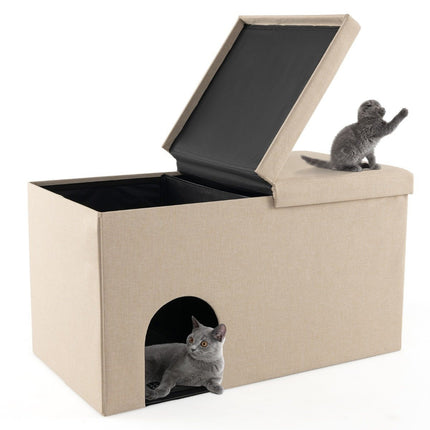 Zusammenklappbare Katzenhaus-Bank – Verstecktes Katzenklo, 90x50x50 cm