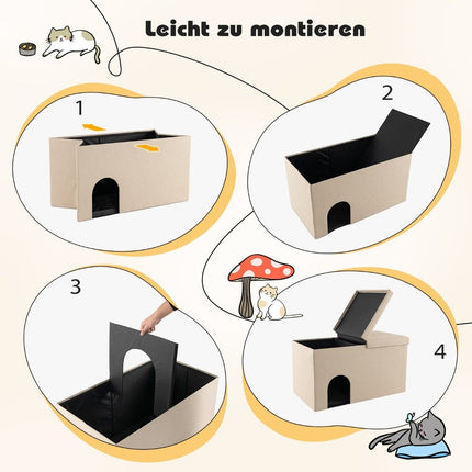 Zusammenklappbare Katzenhaus-Bank – Verstecktes Katzenklo, 90x50x50 cm