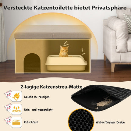 Zusammenklappbare Katzenhaus-Bank – Verstecktes Katzenklo, 90x50x50 cm