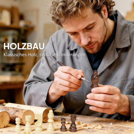 Foldable Chess & Checkers Set, Walnut, Compact Case