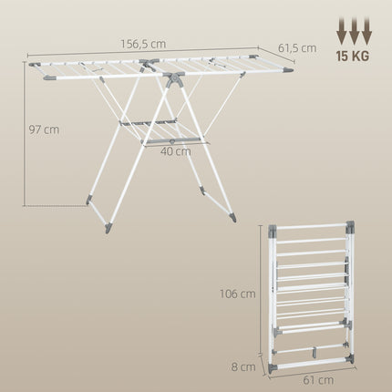 Foldable Clothes Drying Rack, 2-Tier, Adjustable Wings, Metal