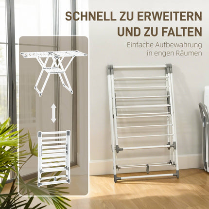 Foldable Clothes Drying Rack, 2-Tier, Adjustable Wings, Metal