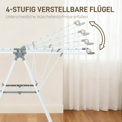 Foldable Clothes Drying Rack, 2-Tier, Adjustable Wings, Metal