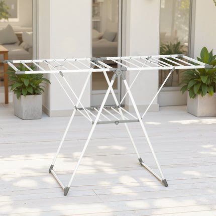 Foldable Clothes Drying Rack, 2-Tier, Adjustable Wings, Metal