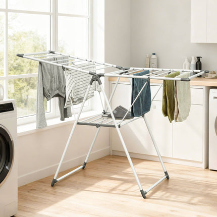 Foldable Clothes Drying Rack, 2-Tier, Adjustable Wings, Metal
