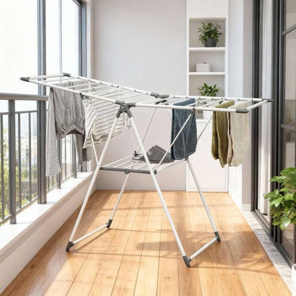 Foldable Clothes Drying Rack, 2-Tier, Adjustable Wings, Metal