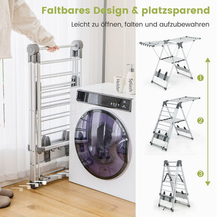Faltbarer Wäscheständer, Höhenverstellbar, 21 Stangen