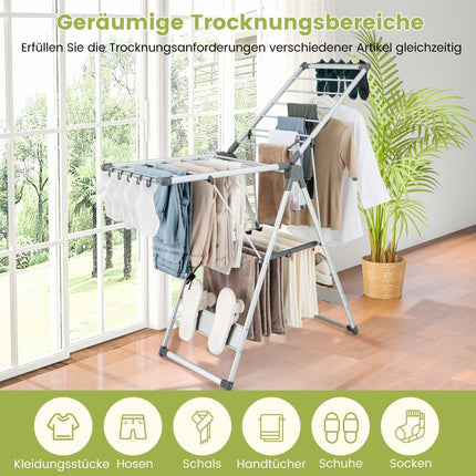 Faltbarer Wäscheständer, Höhenverstellbar, 21 Stangen