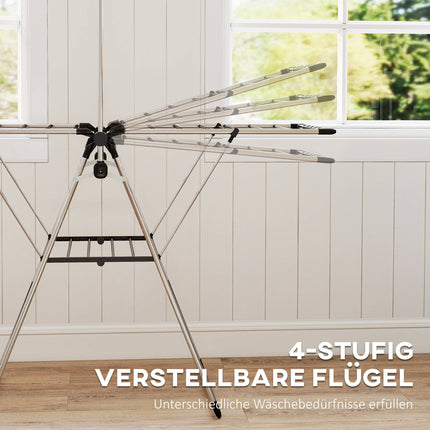 Faltbarer Wäscheständer, verstellbare Flügel, Edelstahl