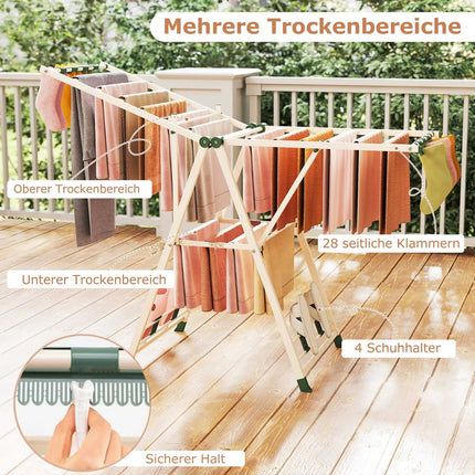 Faltbarer Wäscheständer mit verstellbaren Flügeln, Beige