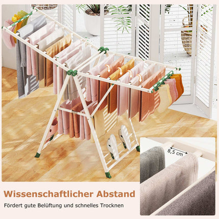 Faltbarer Wäscheständer mit verstellbaren Flügeln, Beige