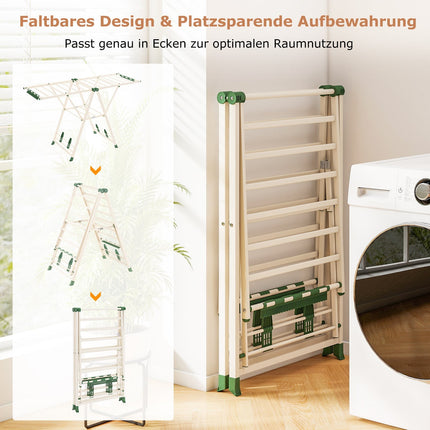 Faltbarer Wäscheständer mit verstellbaren Flügeln, Beige