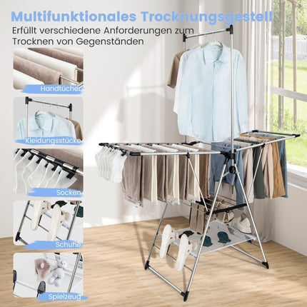 Foldable Clothes Drying Rack with Adjustable Wings