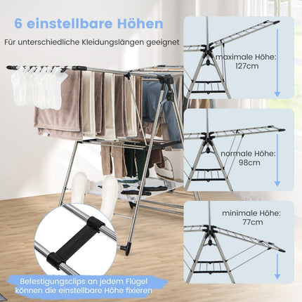 Foldable Clothes Drying Rack with Adjustable Wings