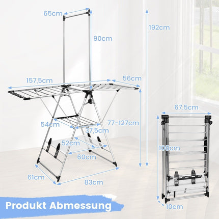 Foldable Clothes Drying Rack with Adjustable Wings