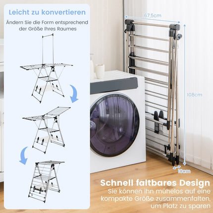 Foldable Clothes Drying Rack with Adjustable Wings