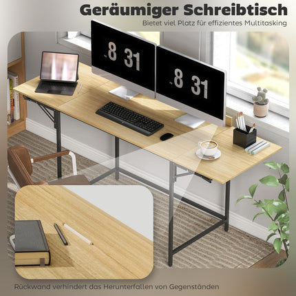Klappbarer Computertisch mit 2 ausziehbaren Platten, Eiche/Schwarz