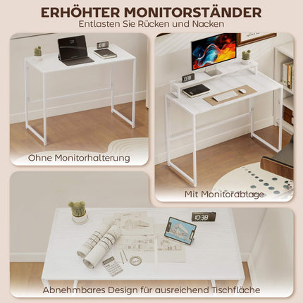Klappbarer Computertisch mit Monitorständer, 100 x 48 cm
