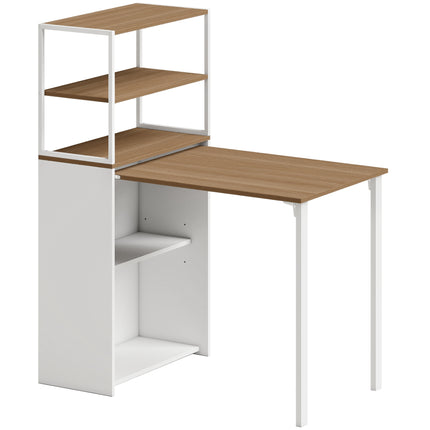 Klappbarer Schreibtisch mit Regalen, 105x60x127 cm, Naturholz