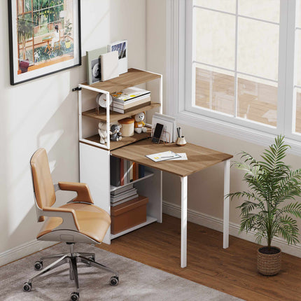 Klappbarer Schreibtisch mit Regalen, 105x60x127 cm, Naturholz