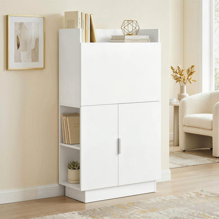 Klappbarer Schreibtisch mit Regalen und Schrank, 128 cm, Weiß