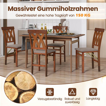 Foldable Dining Chairs Set, Padded Seat, Brown, 2-Pack