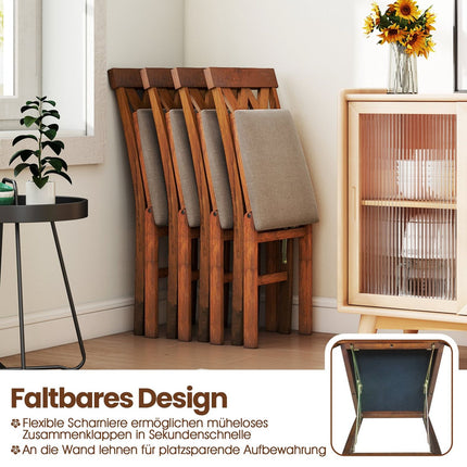 Foldable Dining Chairs Set, Padded Seat, Brown, 2-Pack