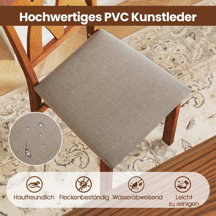 Foldable Dining Chairs Set, Padded Seat, Brown, 2-Pack
