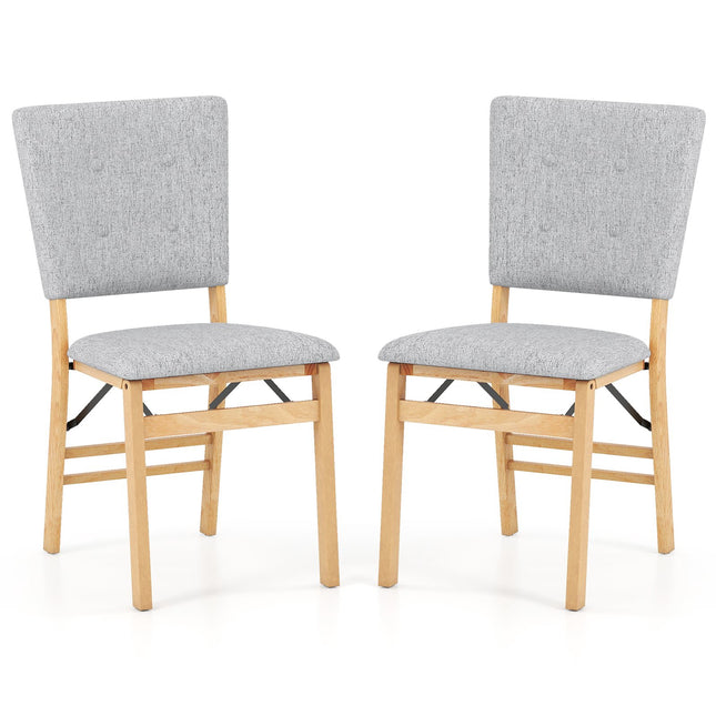 Foldable Dining Chairs Set of 2, Padded Seat, Grey