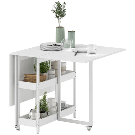 Foldable Dining Table, Industrial Design, Seats 4, White
