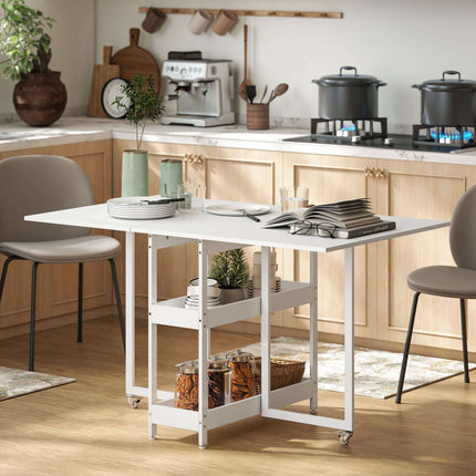 Foldable Dining Table, Industrial Design, Seats 4, White