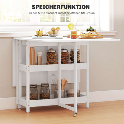 Foldable Dining Table, Industrial Design, Seats 4, White
