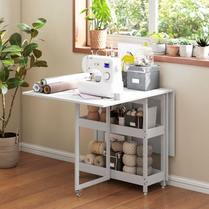 Foldable Dining Table, Industrial Design, Seats 4, White