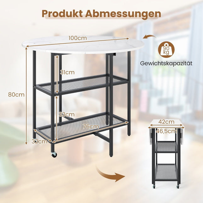 Klappbarer Esstisch, Marmoroptik, für 2-4 Personen, mobil