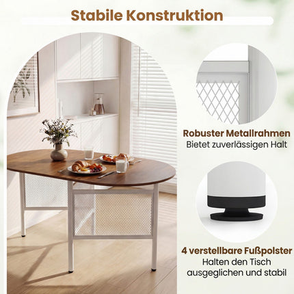 Foldable Dining Table for 6-8, Space-Saving Oval Design