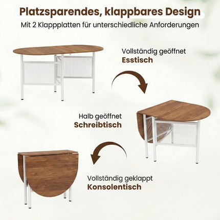Foldable Dining Table for 6-8, Space-Saving Oval Design