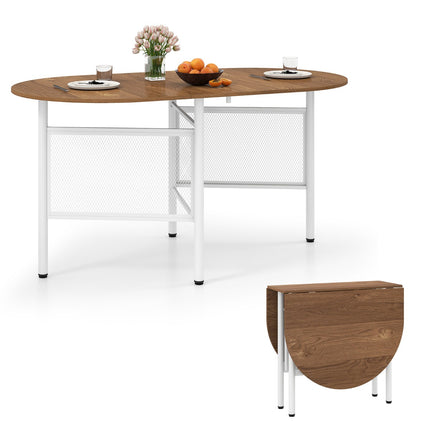 Foldable Dining Table for 6-8, Space-Saving Oval Design