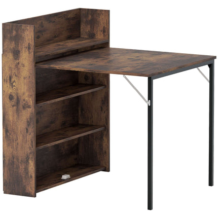 Foldable Dining Table with Shelf, Industrial Style, Space-Saving, 80x90x93 cm