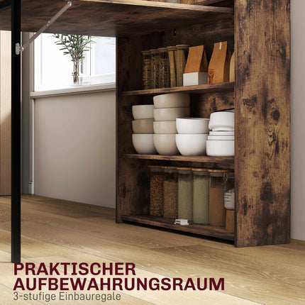 Foldable Dining Table with Shelf, Industrial Style, Space-Saving, 80x90x93 cm
