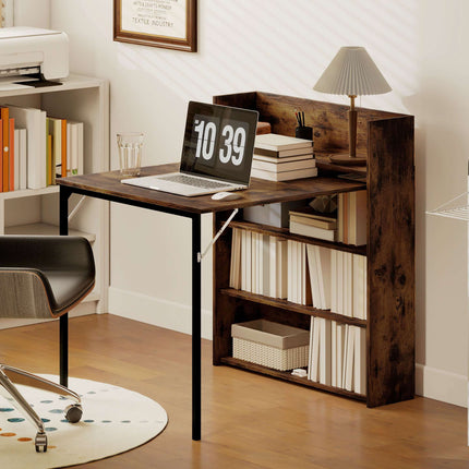 Foldable Dining Table with Shelf, Industrial Style, Space-Saving, 80x90x93 cm
