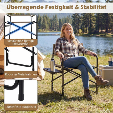 Faltbarer Regiestuhl mit Beistelltisch, 150 kg