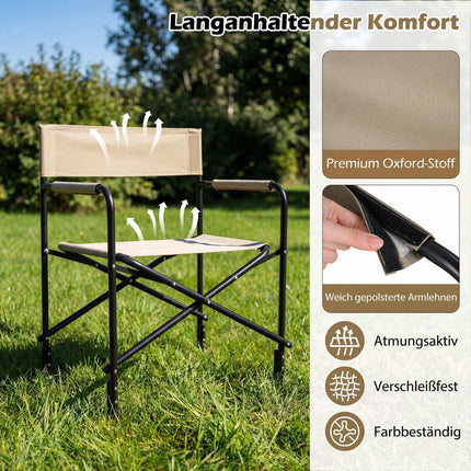 Faltbarer Regiestuhl mit Beistelltisch, 150 kg