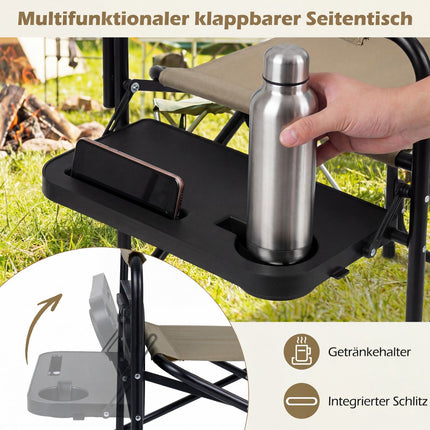 Faltbarer Regiestuhl mit Beistelltisch, 150 kg