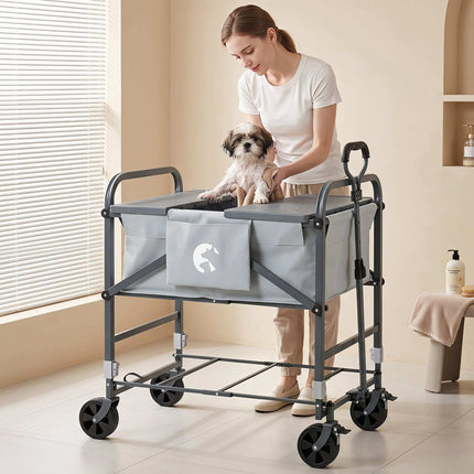Foldable Dog Bath Cart with Adjustable Height & Wheels