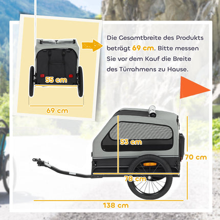 Foldable Dog Bike Trailer with Ramp for Medium Dogs 20kg