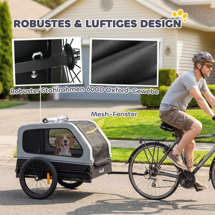 Foldable Dog Bike Trailer with Ramp for Medium Dogs 20kg