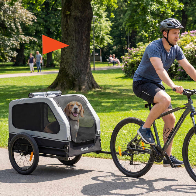 Foldable Dog Bike Trailer with Ramp for Medium Dogs 20kg